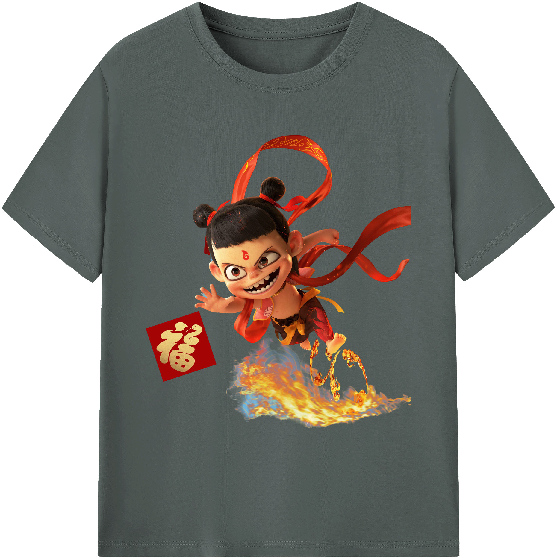 （画像用） Ne Zha 2 ナタ 魔童の大暴れ 綿100％ メンズ半袖Tシャツ｜肌触りやわらか＆通気性